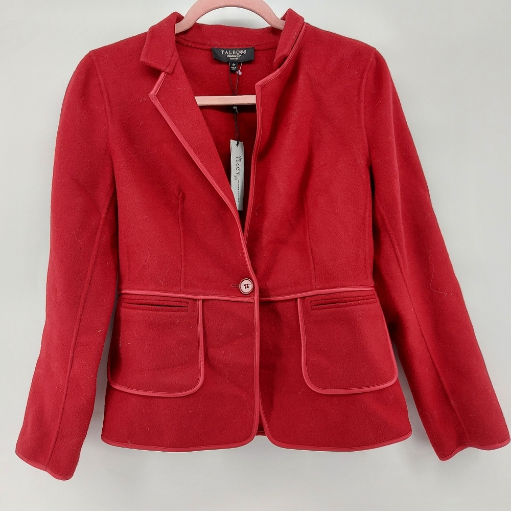 Talbots Wool Grace Fit Blazer Red Size 4 Petite
